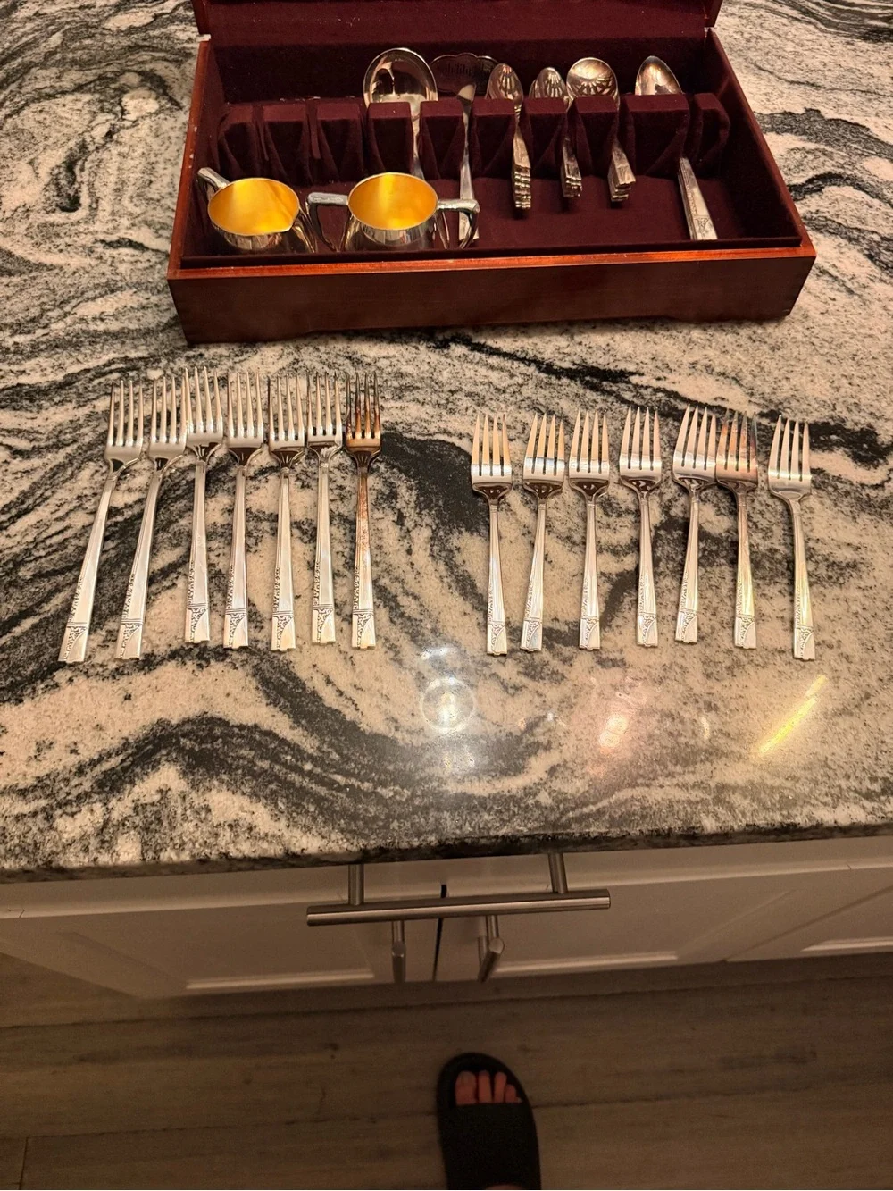 Nobility Plate Caprice 46pc Silver Plated Flatware Set for 7 with Wood Case